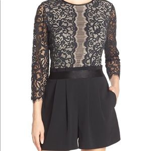 Anthropologie Erin Featherston Bardot Black Lace Romper
